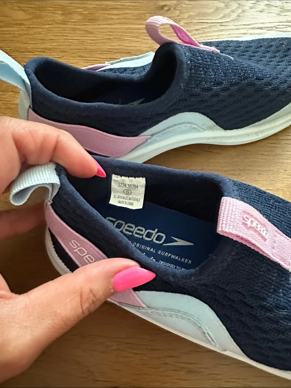 Speedo Kids Navy Blue, Pink and White Water Shoes